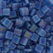 Miyuki tila 5x5mm Perlen - Matted transparent capri blue ab TL-149FR